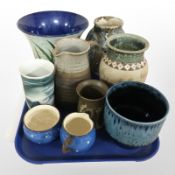 A group of 20th century pottery vases, one marked Sri Lanka, Bowmont Crafts,