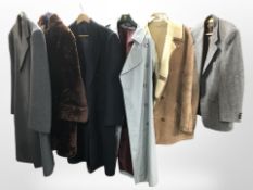 Six various jackets including a suede sheepskin lined jacked, tweed blazer,
