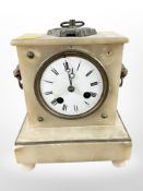 A 19th century French alabaster mantel clock,