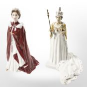 A Coalport figure of Queen Elizabeth II celebrating the Diamond Jubilee 2012 and a further Royal