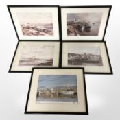 After Walter Holmes, five signed colour prints including North Shields, Newcastle,