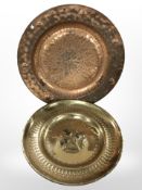 A brass charger and further copper plated example,