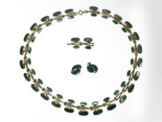 A fine Norwegian gilded Sterling silver and green enamel necklace by Albert Scharning,