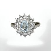 A 9ct white gold blue topaz dress ring, size U CONDITION REPORT: 3.4g.