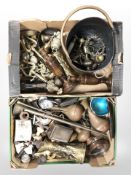 Assorted 19th century and later metal wares, copper jugs and vases, Victorian coal bucket,