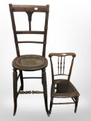 A 19th century beech child's chair and a further rosewood chair.