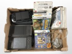 A Sony PSP and Nintendo DS console, several Nintendo DS games, charger, etc.