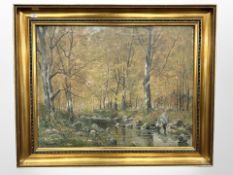 O Andersen : Stream through woodland, oil on canvas, 93 cm x 73 cm.