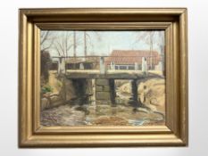 Danish School : Study of a canal, oil on canvas, 34 cm x 26 cm.