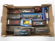 A group of die cast scale buses, vans and haulage vehicles, some limited editions.