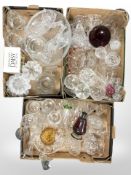 A large quantity of 20th century glass ware, crystal vases, decanters, jugs,