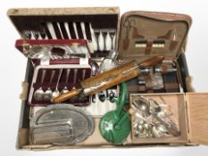 Miscellaneous including two canteens of stainless steel cutlery, gent's travel set,