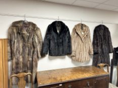 Four various vintage brown mink coats and jackets