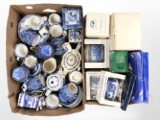 A quantity of Ringtons blue and white ceramics, caddies, chintz tea china,