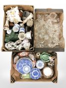 A large quantity of assorted ceramics, tea china, chargers, pottery planter, drinking glasses, etc.