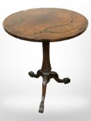 A William IV rosewood tripod occasional table,