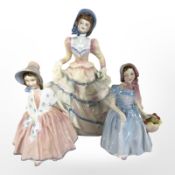 Three Royal Doulton figures, 'Hannah' HN3369, 'Wendy' HN2109 and 'Lily' HN1748.