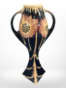 A Black Ryden 'Icarus' twin handled vase, designed by Kerry Goodwin, height 25.5 cm.