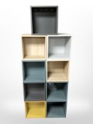 Nine contemporary cube shelves,
