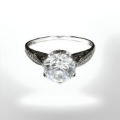 A 14ct white gold solitaire dress ring, size U CONDITION REPORT: 3.