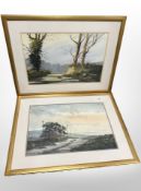 C M Evans (British, contemporary) : A stone cottage on an upland road,