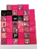 Twenty Butler & Wilson brooches, key chains, a necklace and earring suite etc, in boxes.
