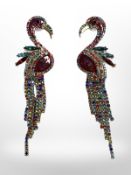 A pair of flamingo synthetic gemstone drop earrings