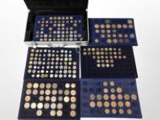 Three aluminium coin collectors cases with lift out trays,