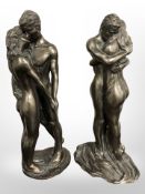 Two Frith sculpture figurines of lovers, height 39 cm.