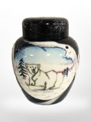 A modern Moorcroft 'Arctic Tundra' ginger jar and cover, dated 2005, height 15 cm,