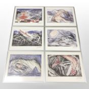 20th century continental school, six abstract colour lithographs,