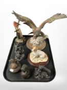 A group of animal ornaments including Border Fine Arts figure of a Jack Russel Terrier, on plinth,