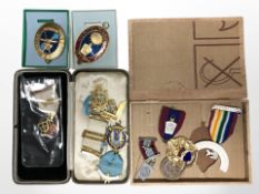A group of Masonic medals and decorations, including a silver gilt example,
