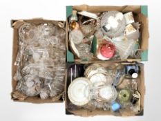 A large quantity of 19th century and later ceramics and glass wares, decanters,