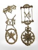 Two 9ct yellow gold presentation awards, one set with seed pearls (af),