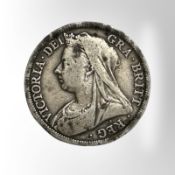 A Victorian 1899 silver half crown.