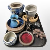 Scandinavian glazed ceramics; bowls, planters,