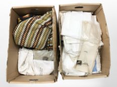 Assorted 20th century linen and other items (2 boxes)