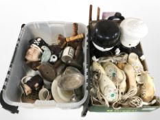 Vintage telephones, treen items, West German jugs in the form of monks,