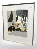 A Danish abstract lithograph, indistinctly signed, 43 cm x 51 cm.