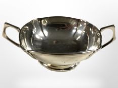A small silver twin-handled dish, Birmingham marks, width 10 cm.