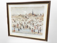 After Lawrence Stephen Lowry (British, 1887-1976) : At the seaside, reproduction in colours, 49.