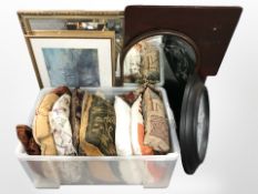 A domed etched mirror, gilt framed mirror, small folding table, print after J.M.W.