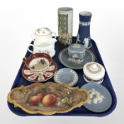 Various ceramics including a Royal Worcester shaped oval dish hand painted with fruit by P.
