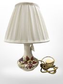 A Moorcroft pottery table lamp with shade, height 37 cm.