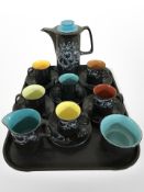 A Crown Devon Harlequin fifteen piece coffee service