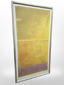 A continental colour print, in abstract landscape, 79 cm x 150 cm.