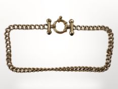 A 9ct gold bracelet with cabochon-set clasp ends,