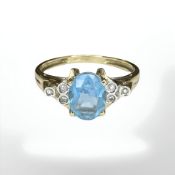 A 9ct gold blue zircon ring, size U1/2 CONDITION REPORT: 2.