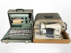 A Jones electric sewing machine and a further Viking example with leads and pedals